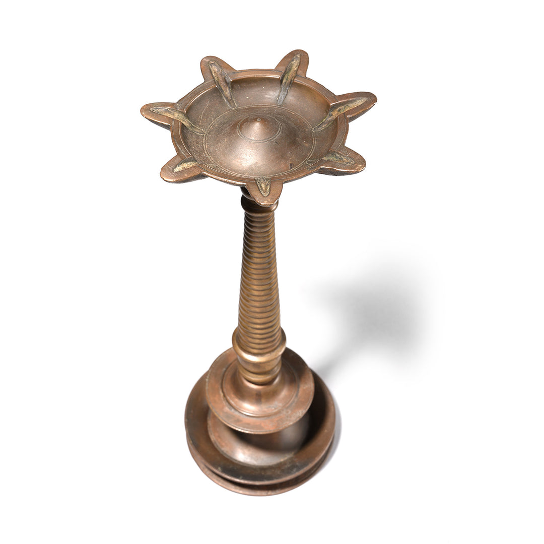 Antique Brass Oil Lamp From South India - 19thC | Indigo Antiques