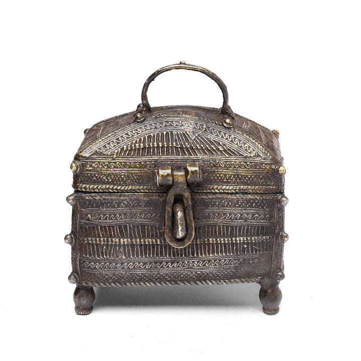 Antique Brass Dhokra Work Money Box From Orissa - 19thC | Indigo Antiques