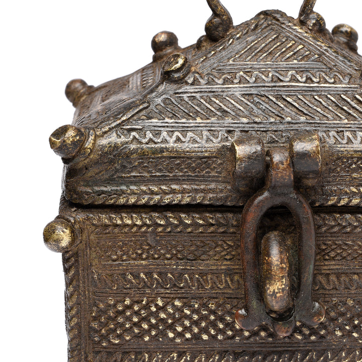Detail From Antique Brass Dhokra Work Money Box From Orissa - 19thC | Indigo Antiques