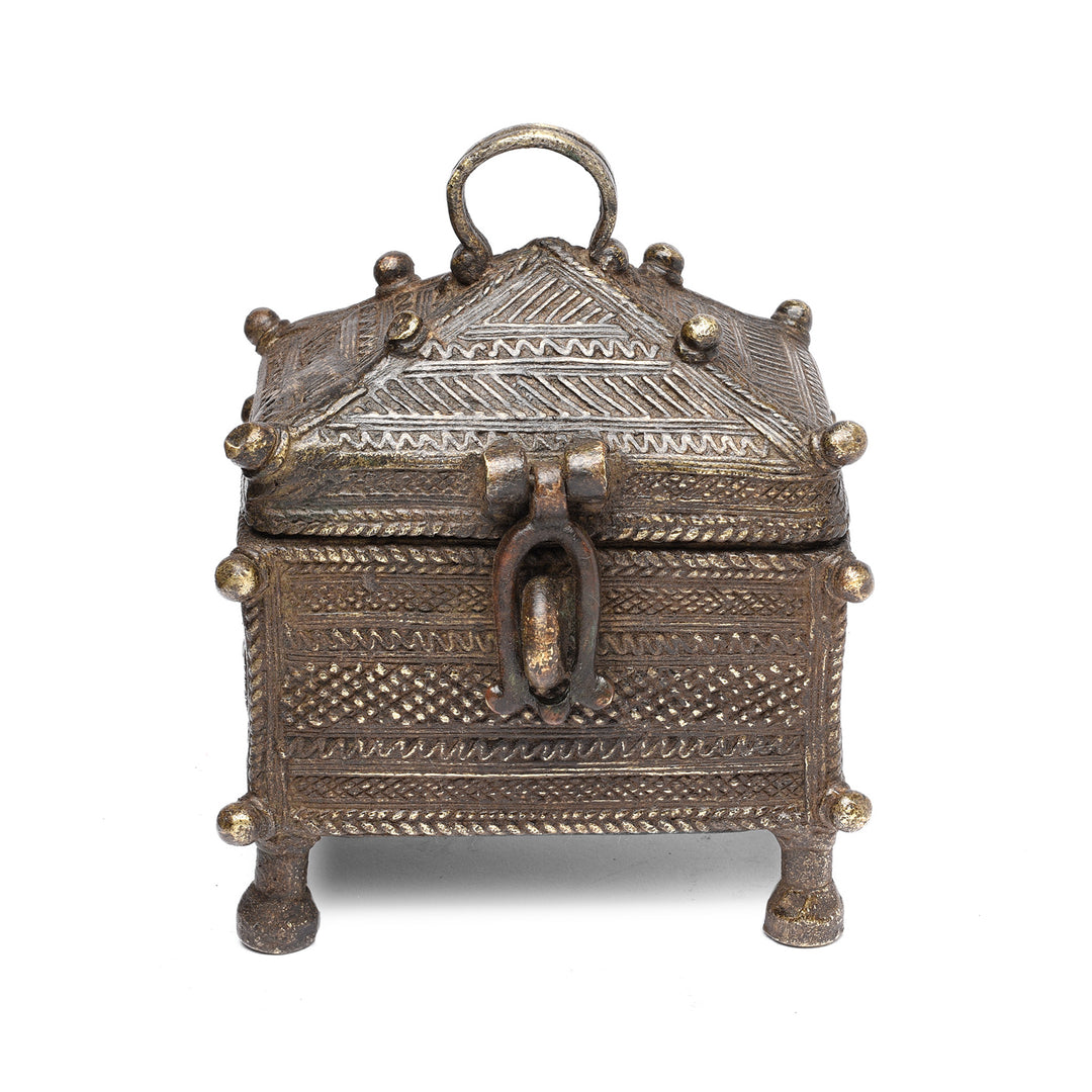 Antique Brass Dhokra Work Money Box From Orissa - 19thC | Indigo Antiques