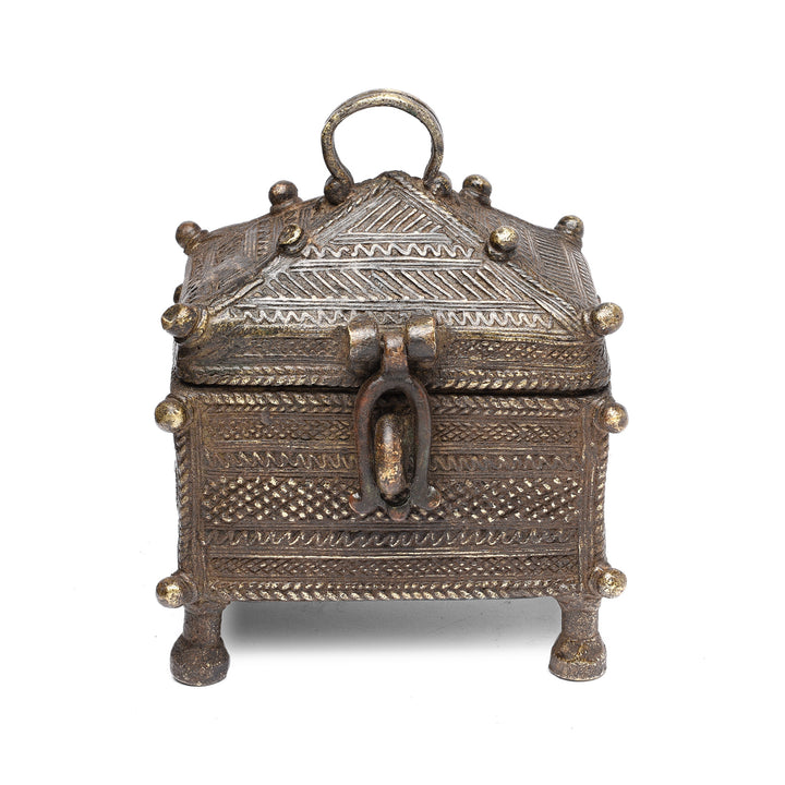 Antique Brass Dhokra Work Money Box From Orissa - 19thC | Indigo Antiques
