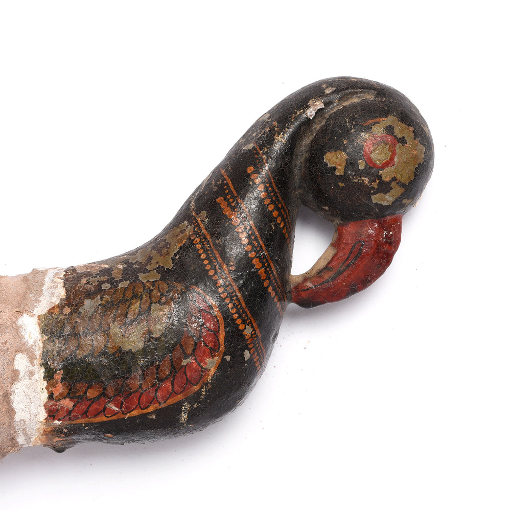 Detail From Antique Painted Indian Stone Parrot Turban Hanger - 18th Century | Indigo Antiques