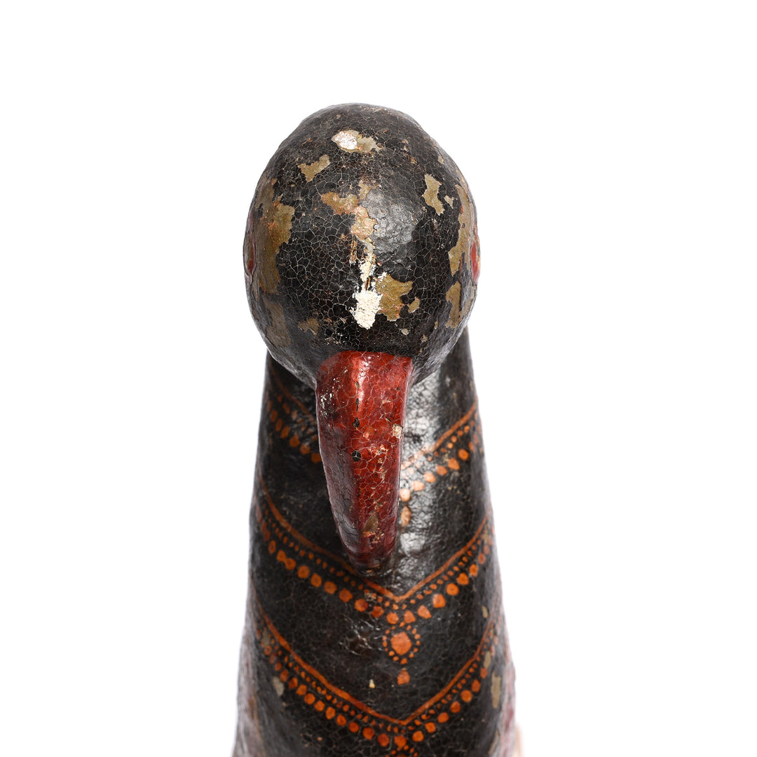 Frontal View Of Antique Painted Indian Stone Parrot Turban Hanger - 18th Century | Indigo Antiques