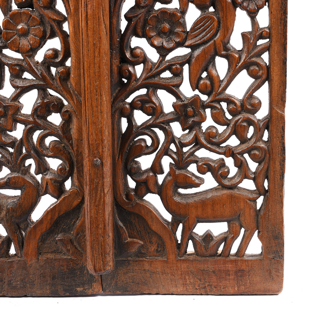 Carving Detail From Antique Old Carved Indian Window From Hyderabad - 19thC | Indigo Antiques