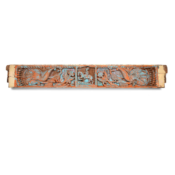 Carved Teak Lintel Panel From Madhya Pradesh - 19th Century