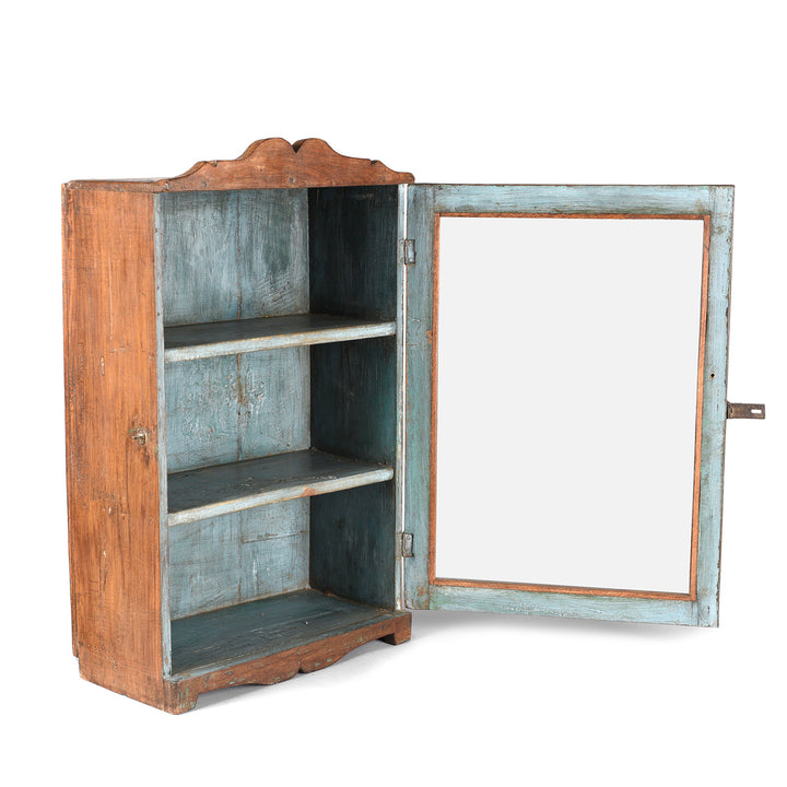 Open Door View Of Glazed Teak Wall Cabinet From Gujarat - Ca 1930 | Indigo Antiques