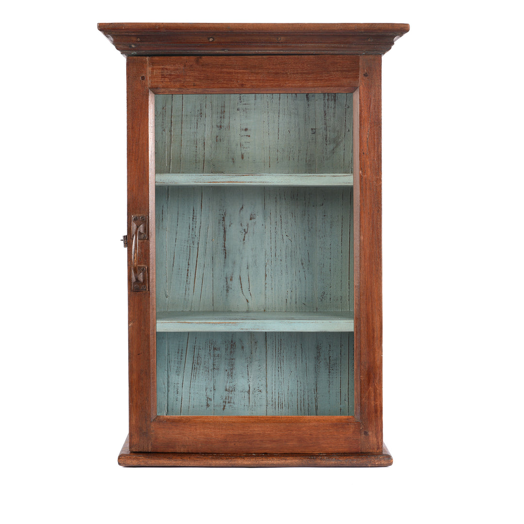 Antique Glazed Teak Wall Cabinet From Gujarat - Ca 1930 | Indigo Antiques