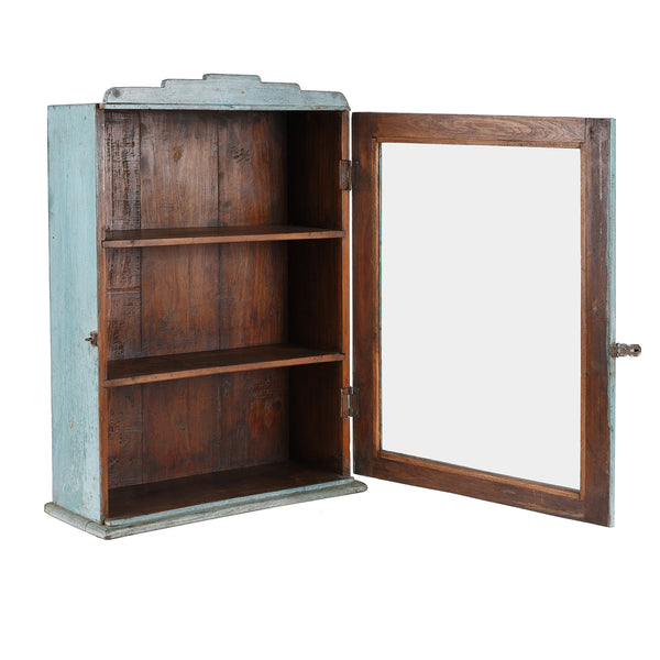 Painted Teak Glazed Wall Cabinet - Ca 1930