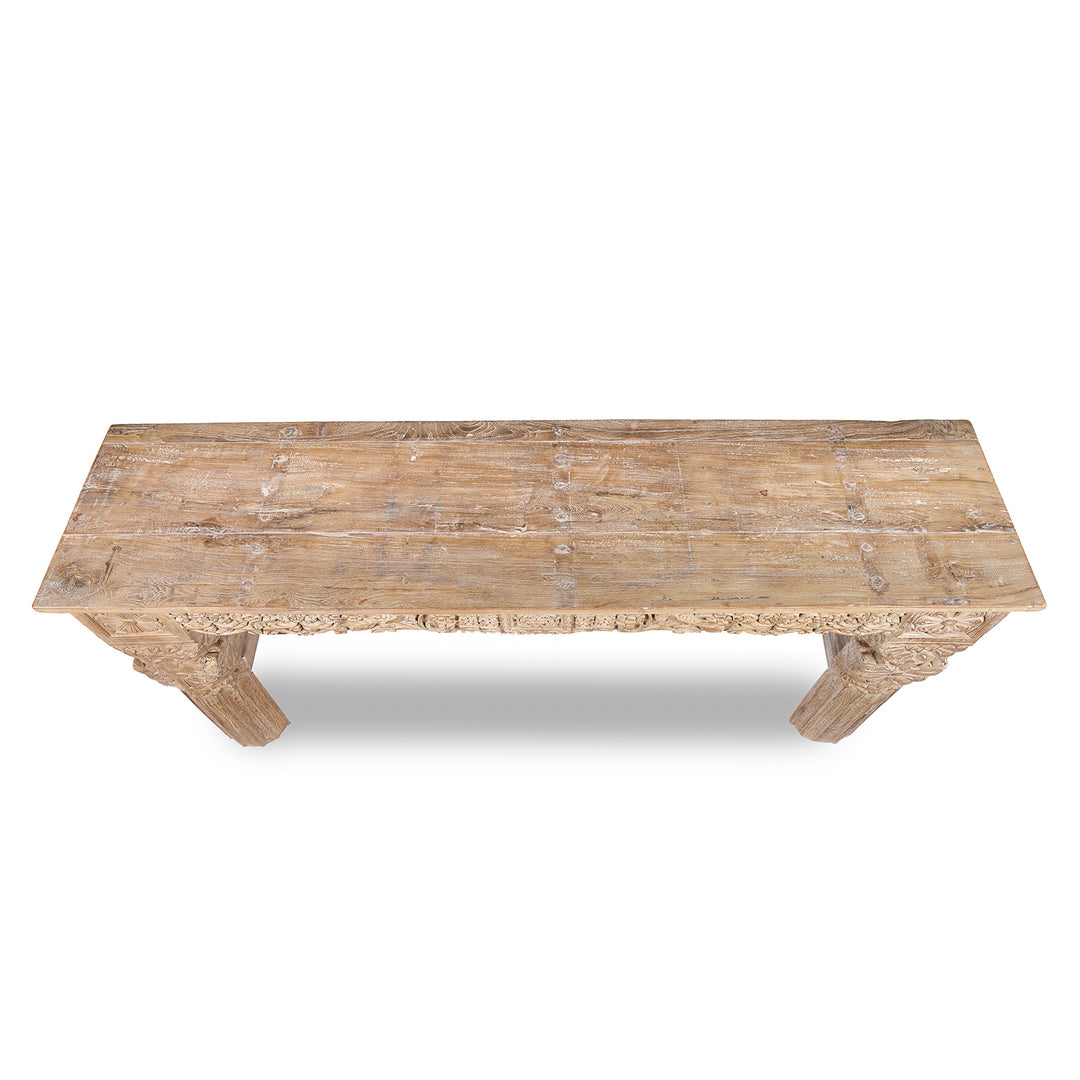 Top Down View Of Reclaimed Teakwood Console Table With Painted Finish | Indigo Antiques