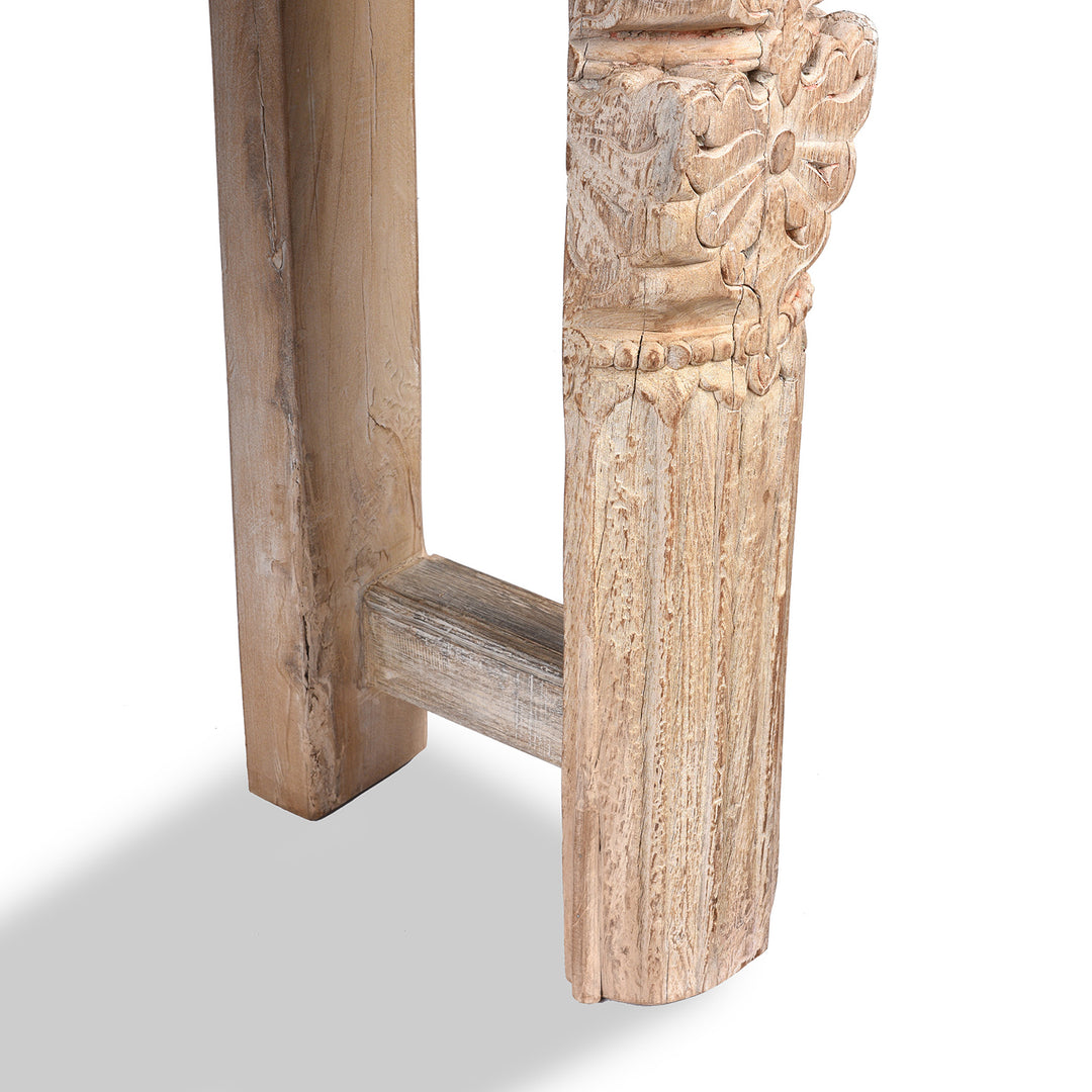 Leg Detail From Reclaimed Teakwood Console Table With Painted Finish | Indigo Antiques