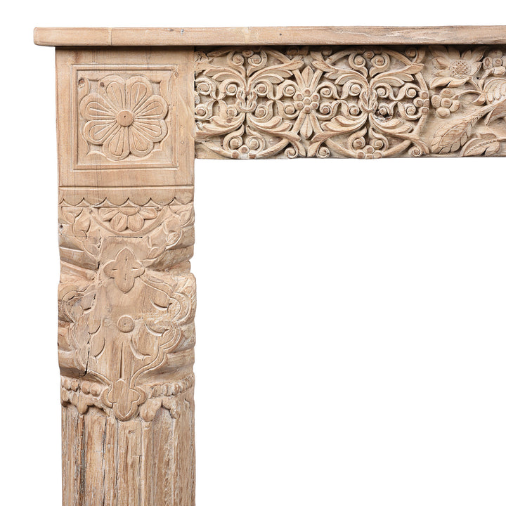 Corner Detail From Reclaimed Teakwood Console Table With Painted Finish | Indigo Antiques