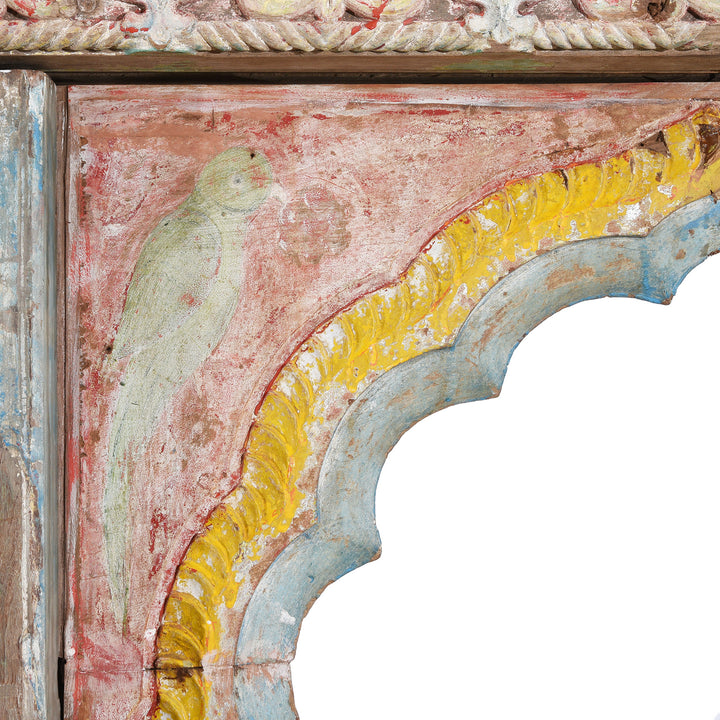 Painting Detail From Carved Teak Triple Arch From Maharashtra - Late 19thC | Indigo Antiques