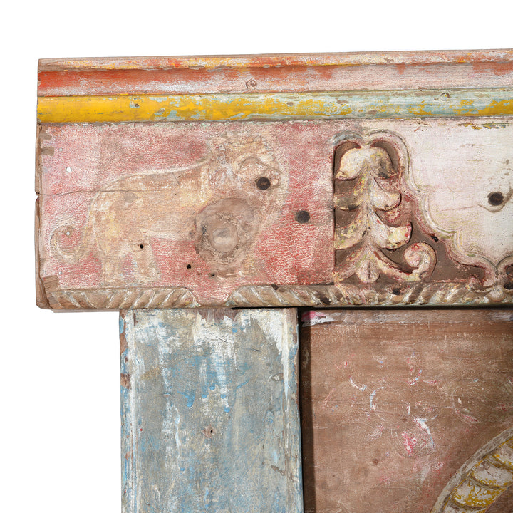 Lion Detail From Carved Teak Triple Arch From Maharashtra - Late 19thC | Indigo Antiques