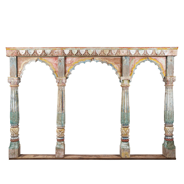 Carved Teak Triple Arch From Kutch - Late 19thC