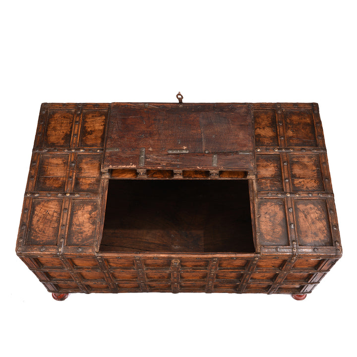 Top Down View Of Antique Indian Stick Box Storage Chest From Jaisalmer - 19th Century | Indigo Antiques