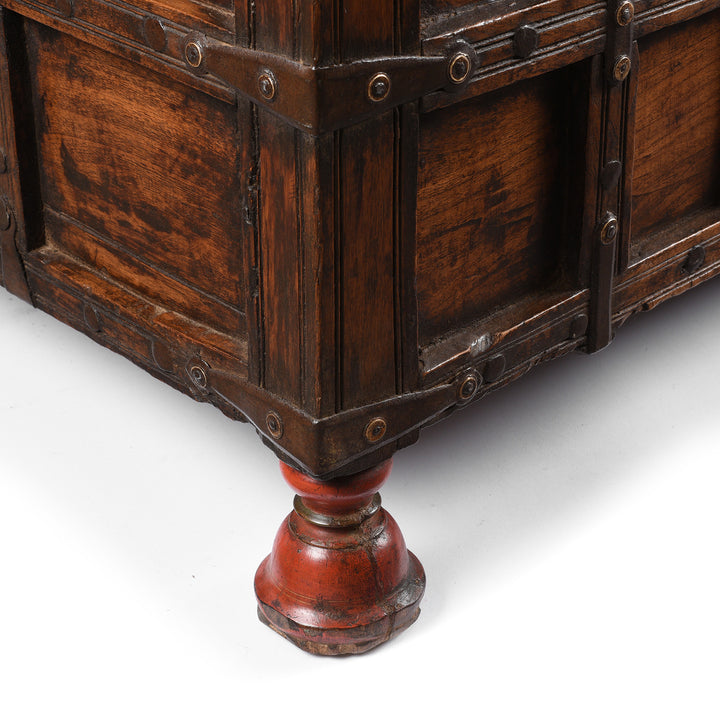 Leg Detail From Antique Indian Stick Box Storage Chest From Jaisalmer - 19th Century | Indigo Antiques