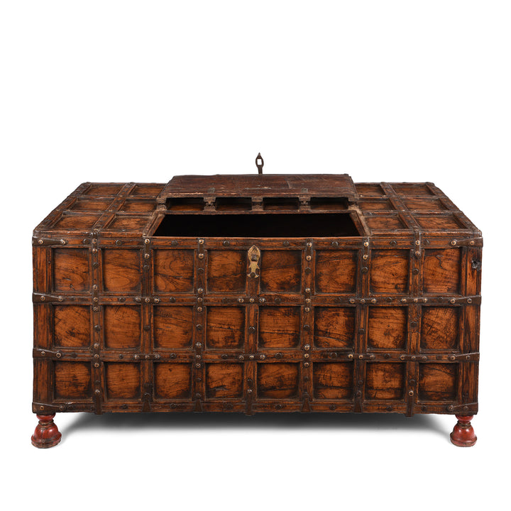 Open Lid View Of Antique Indian Stick Box Storage Chest From Jaisalmer - 19th Century | Indigo Antiques