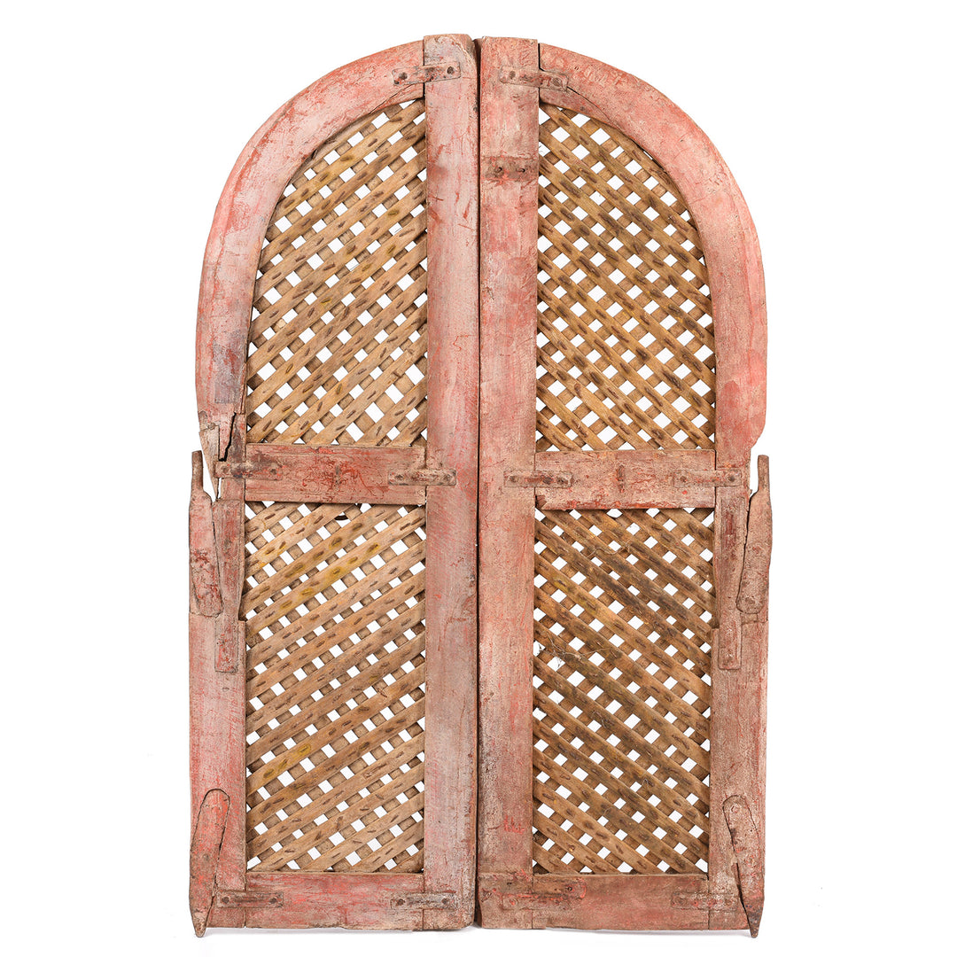 Antique Painted Jali Window Shutters From Rajasthan - 19thC | Indigo Antiques