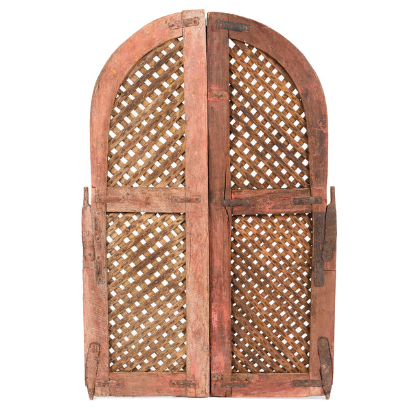 Painted Jali Window Shutters From Rajasthan - 19th Century