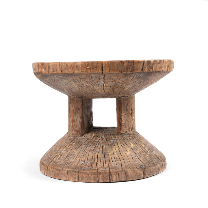 Vintage Neem Wood Stool From Himachal - Circa 60 Yrs Old | Indigo Antiques
