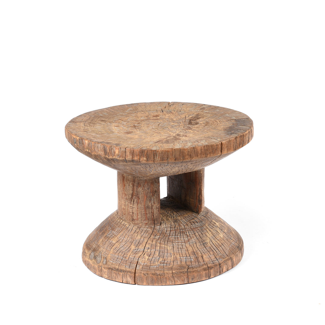 Vintage Neem Wood Stool From Himachal - Circa 60 Yrs Old | Indigo Antiques