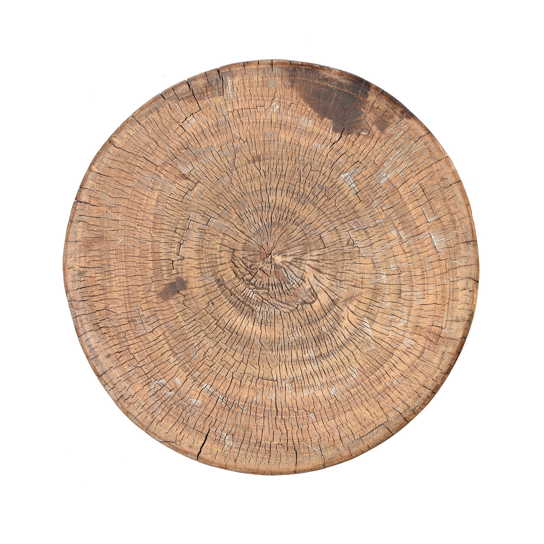 Top Down View Of Old Neem Wood Stool From Himachal Pradesh - Circa 1960's | Indigo Antiques