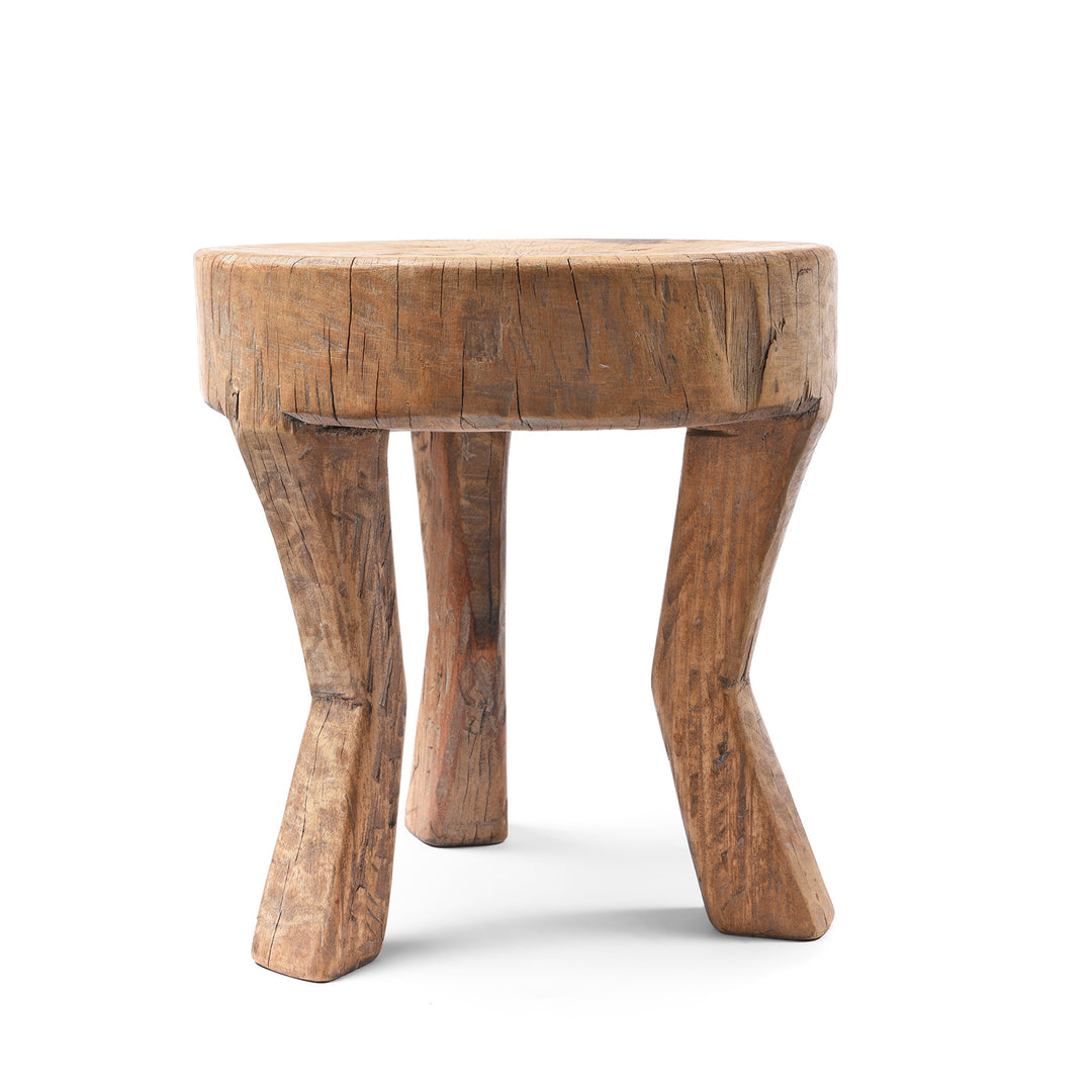 Old Neem Wood Stool From Himachal Pradesh - Circa 1960's | Indigo Antiques