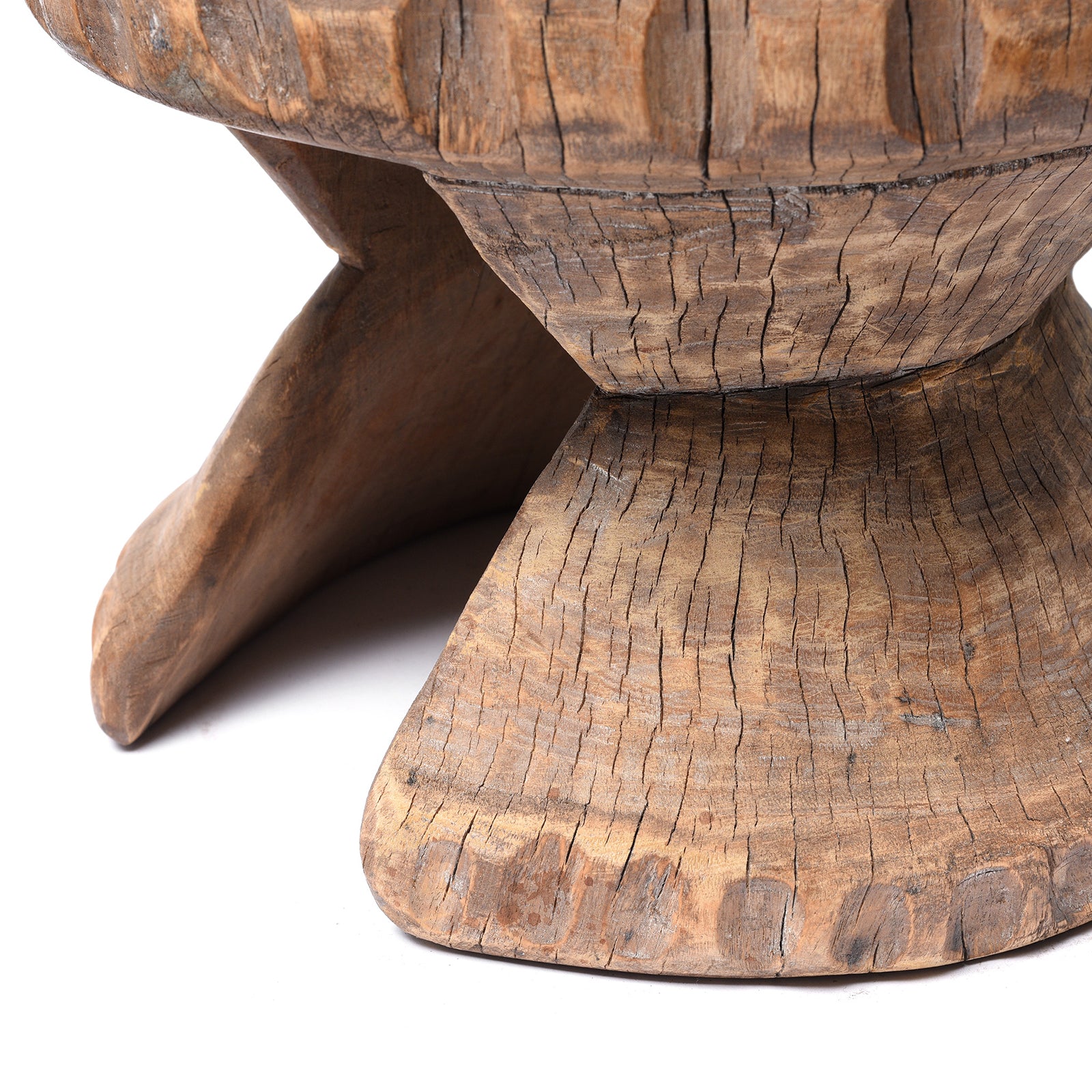 Detail From Antique Old Neem Wood Stool From Himachal Pradesh - Circa 1960's | Indigo Antiques