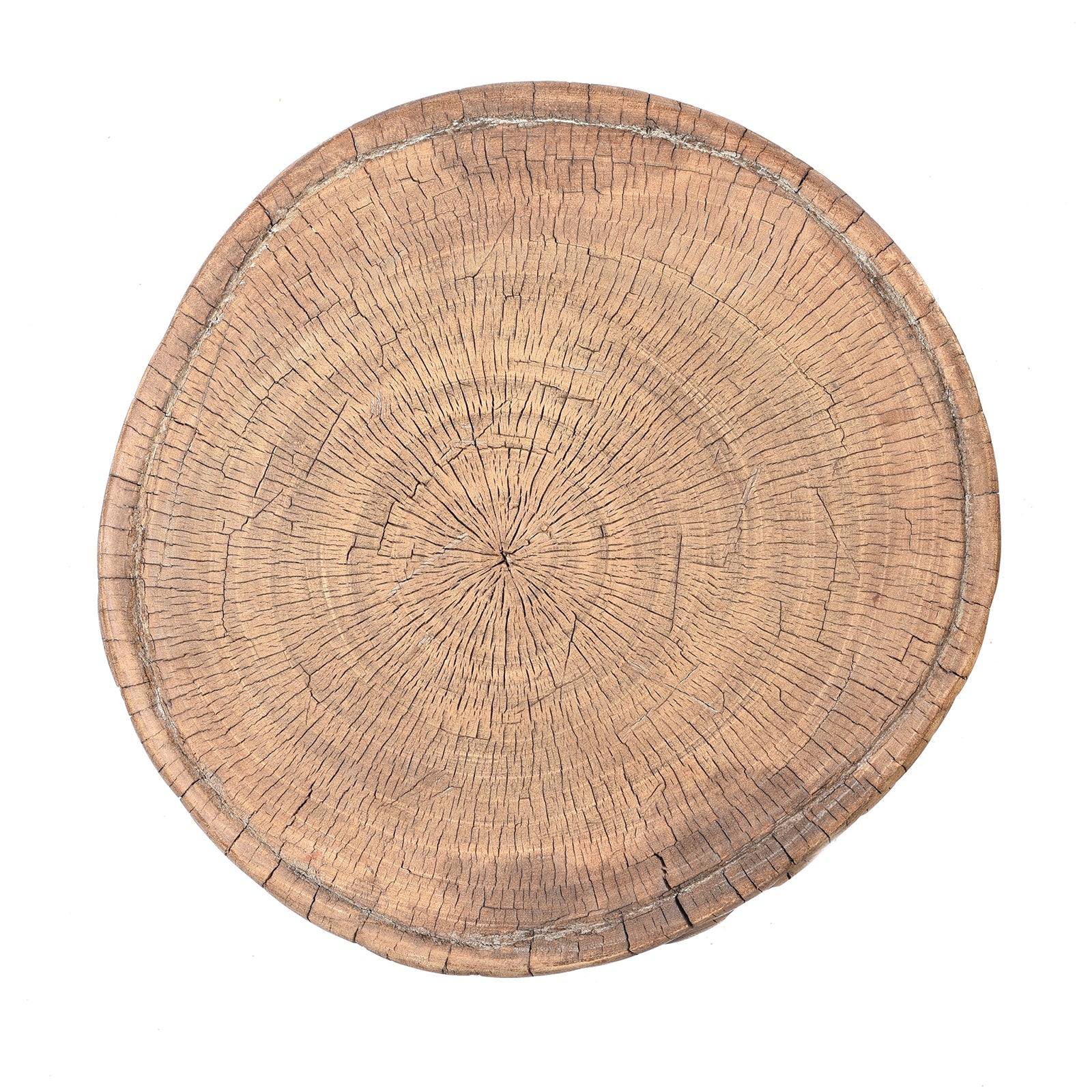 Top Down View Of Antique Old Neem Wood Stool From Himachal Pradesh - Circa 1960's | Indigo Antiques