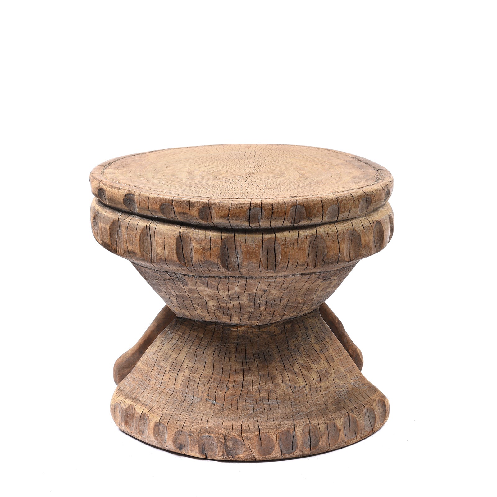 Antique Old Neem Wood Stool From Himachal Pradesh - Circa 1960's | Indigo Antiques