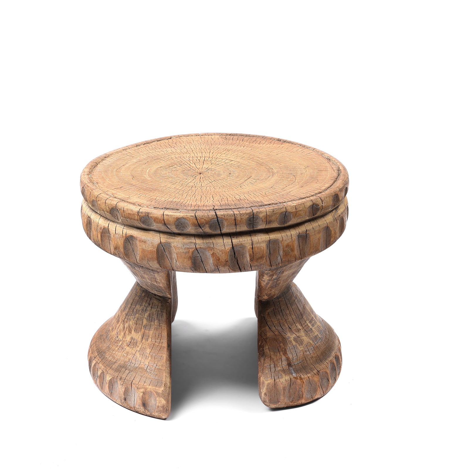 Antique Old Neem Wood Stool From Himachal Pradesh - Circa 1960's | Indigo Antiques
