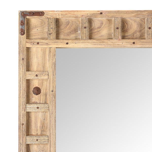 Rustic Bleached Wooden Mirror From Rajasthan