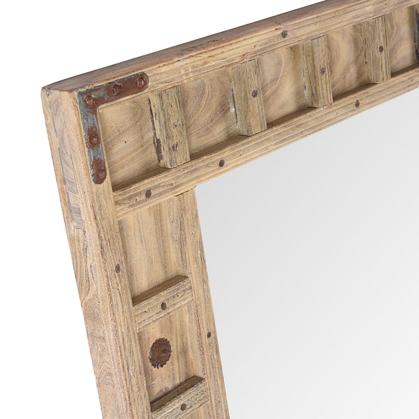 Rustic Bleached Wooden Mirror From Rajasthan