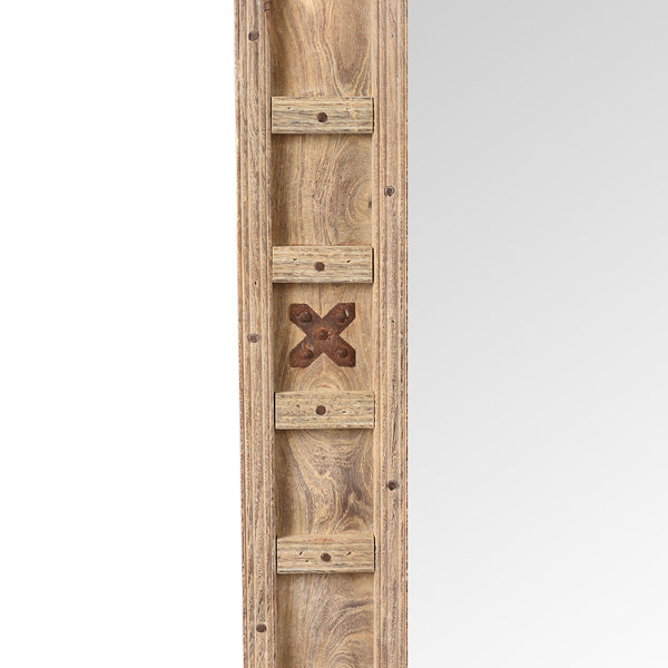 Rustic Bleached Wooden Mirror From Rajasthan