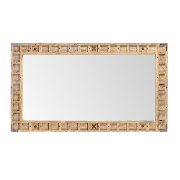 Rustic Bleached Wooden Mirror From Rajasthan