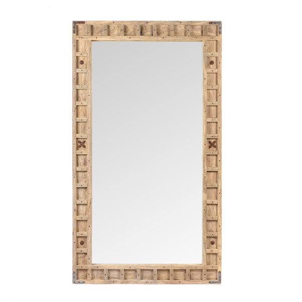 Rustic Bleached Wooden Mirror From Rajasthan