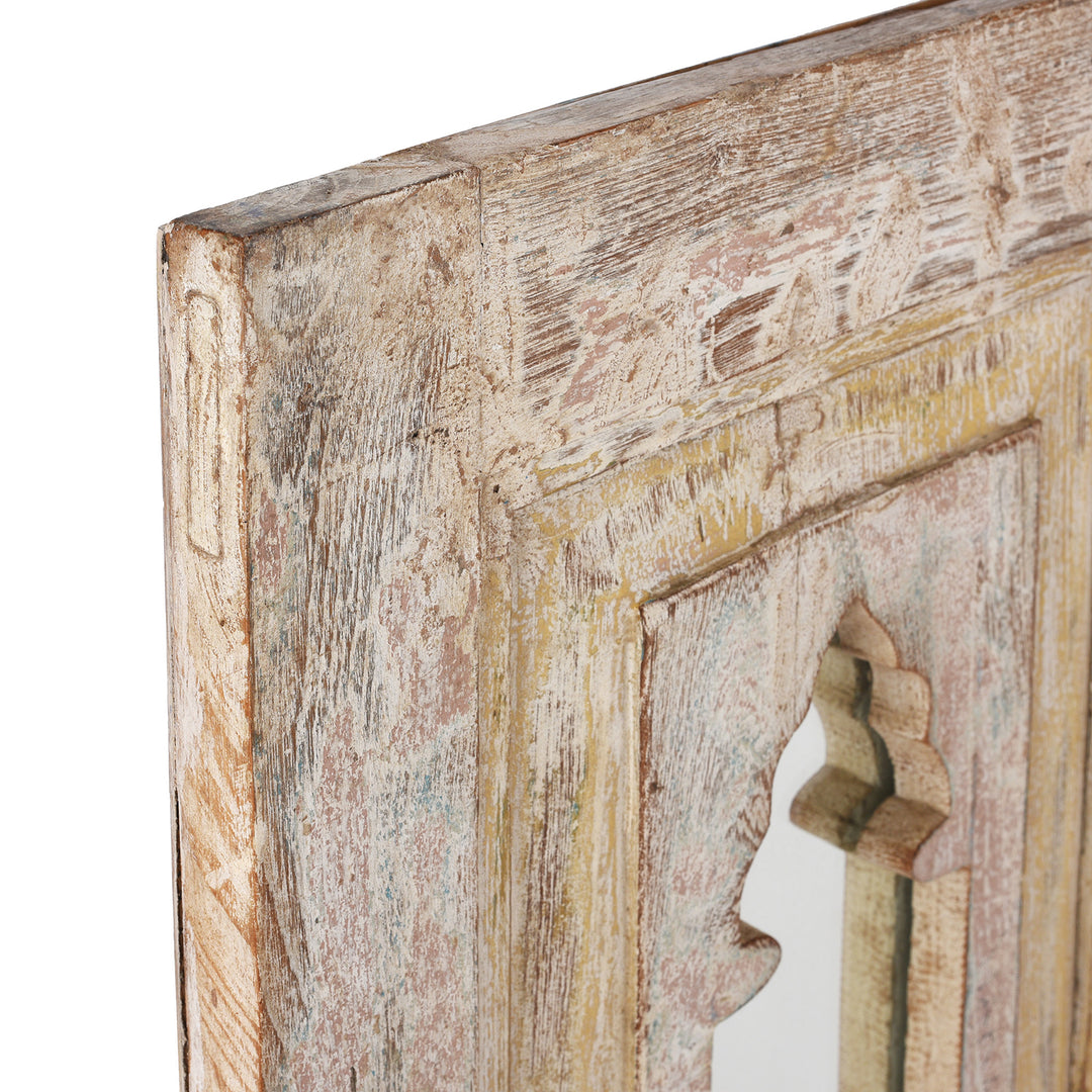 Depth Detail from Antique Small Indian Mirror Made From Old Teak Mihrab Panel - 19th Century | Indigo Antiques