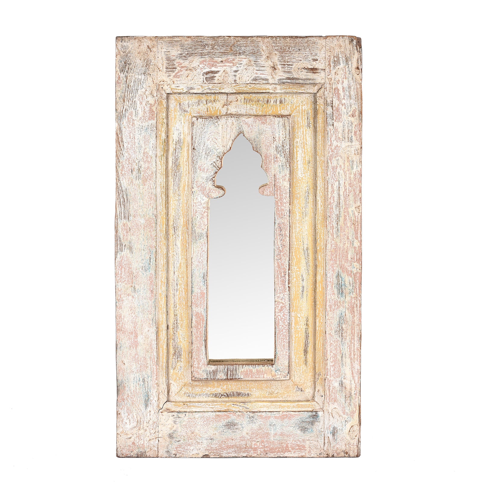 Antique Small Indian Mirror Made From Old Teak Mihrab Panel - 19th Century | Indigo Antiques