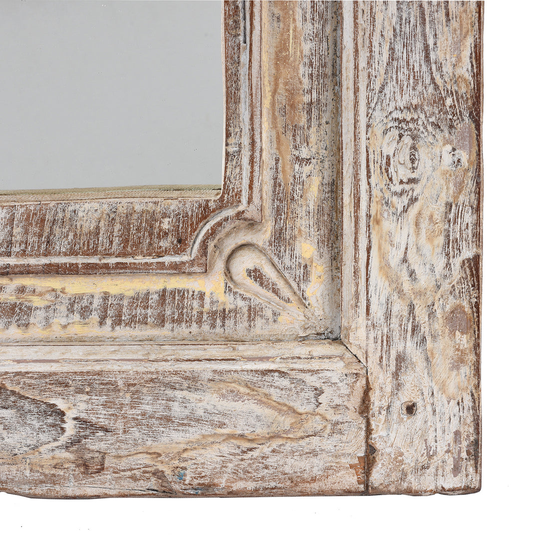 Corner Detail From Small Indian Mirror Made From Old Teak Mihrab Panel - 19th Century | Indigo Antiques