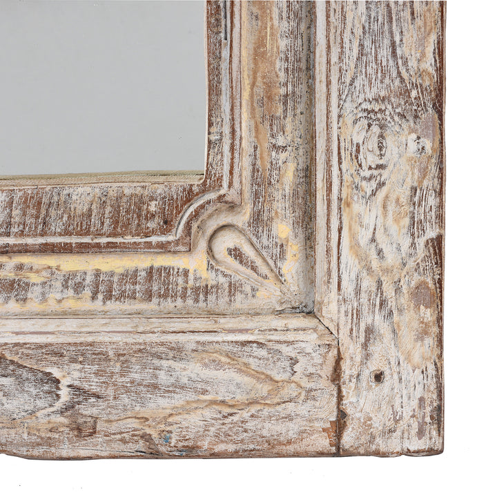 Corner Detail From Small Indian Mirror Made From Old Teak Mihrab Panel - 19th Century | Indigo Antiques