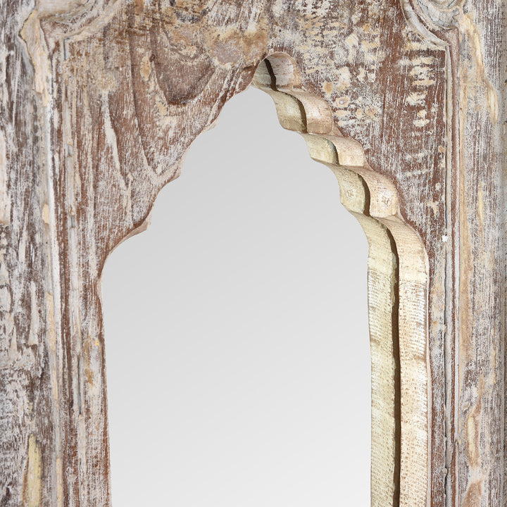Detail From Small Indian Mirror Made From Old Teak Mihrab Panel - 19th Century | Indigo Antiques