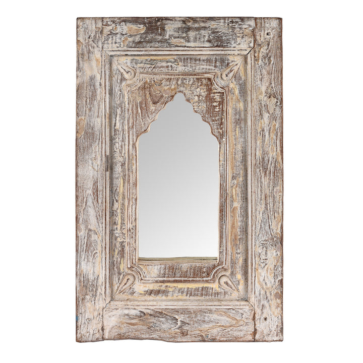 Small Indian Mirror Made From Old Teak Mihrab Panel - 19th Century | Indigo Antiques