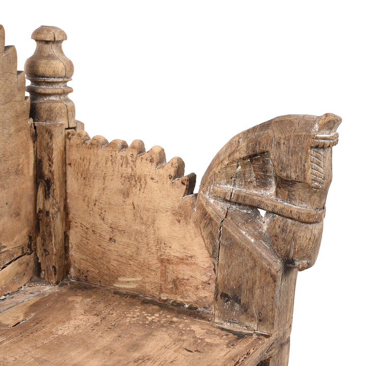 Horse Head Carving From Vintage Teak Singhasan With Carved Horse Heads - Ca 1950's | indigo Antiques