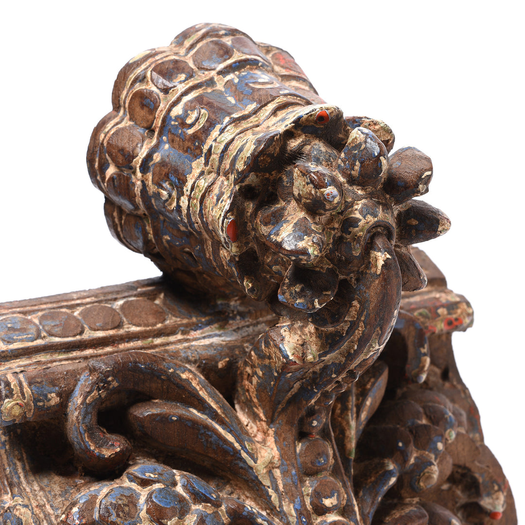 Antique Carved & Painted Teak Corbel From Maharashtra - 19th Century | Indigo Antiques