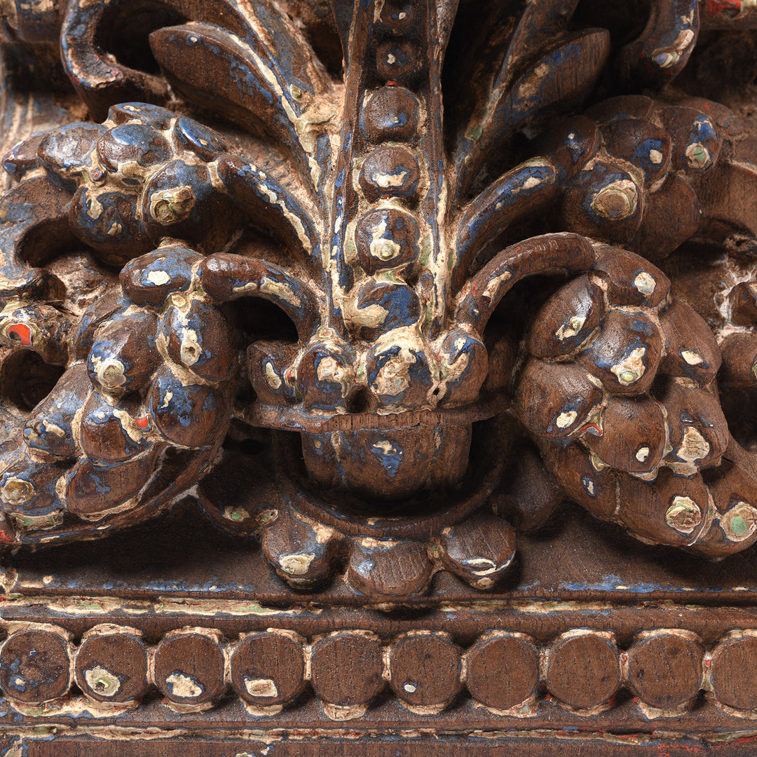 Antique Carved & Painted Teak Corbel From Maharashtra - 19th Century | Indigo Antiques