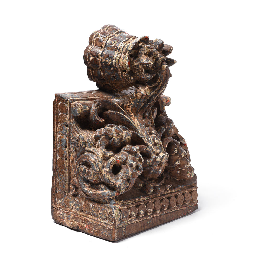Antique Carved & Painted Teak Corbel From Maharashtra - 19th Century | Indigo Antiques