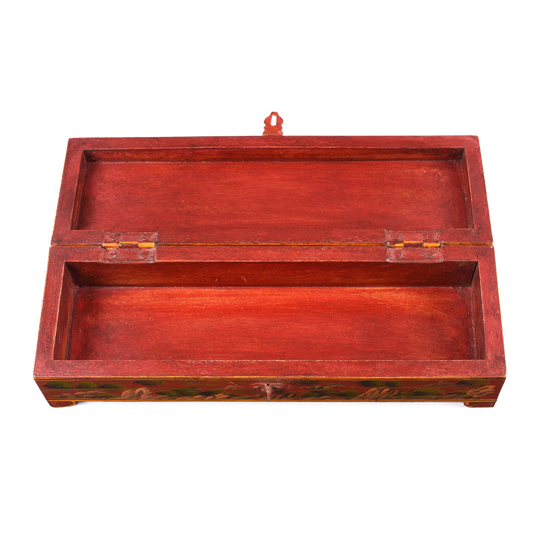 Interior Of Indian Hand Painted Pen Box | Indigo Antiques