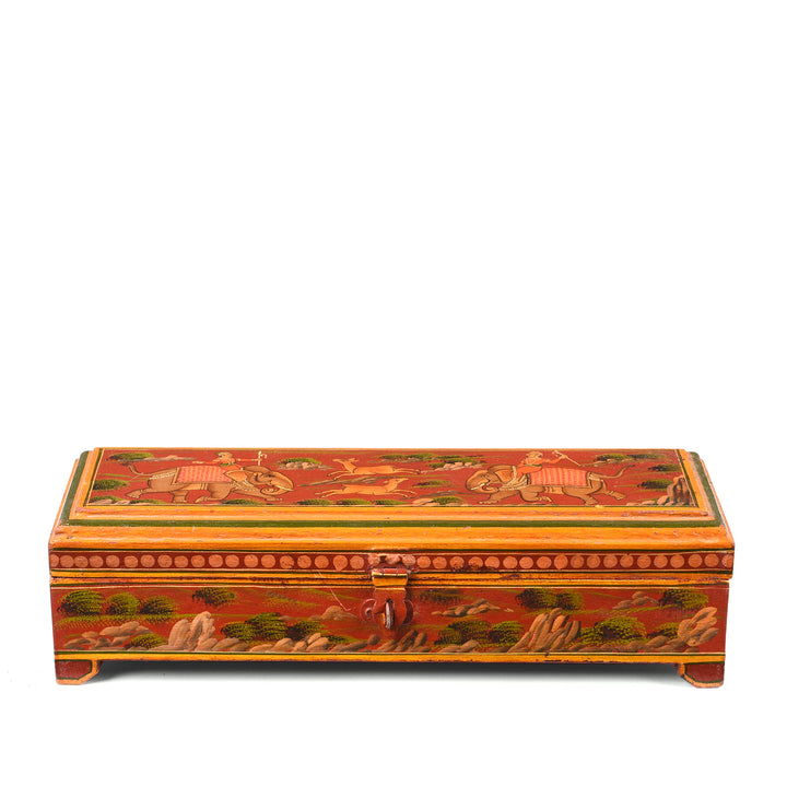 Front Of Indian Hand Painted Pen Box | Indigo Antiques