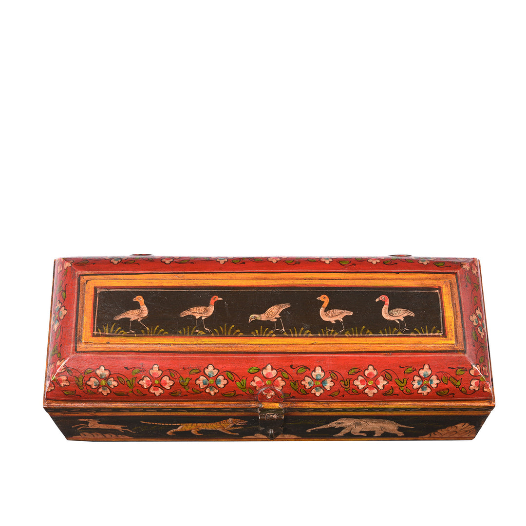 Top Down View Of Indian Hand Painted Pen Box | Indigo Antiques