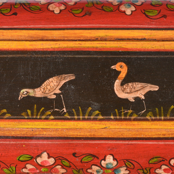 Bird Detail From Indian Hand Painted Pen Box | Indigo Antiques